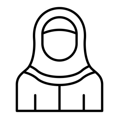 Niqab Simgesi, Basit Siyah ve Beyaz Vektör İllüstrasyonu