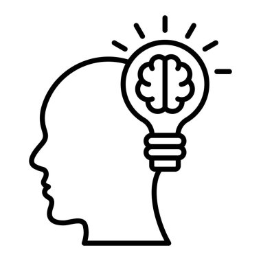 İnovasyon Simgesi, Basit Siyah ve Beyaz Vektör İllüstrasyonu