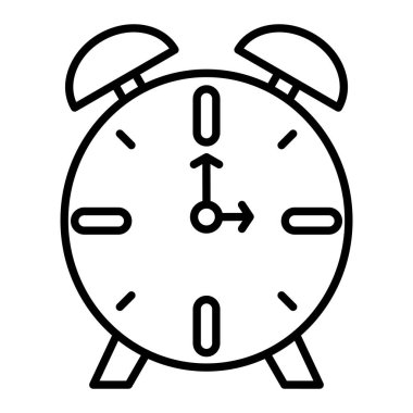 Saat Simgesi, Basit Siyah ve Beyaz Vektör İllüstrasyonu