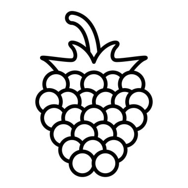 Rasp Berry Simgesi, Basit Siyah ve Beyaz Vektör İllüstrasyonu