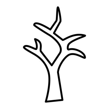Kuru Ağaç Simgesi, Basit Siyah ve Beyaz Vektör İllüstrasyonu