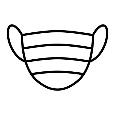 Tıbbi Maske Simgesi, Basit Siyah ve Beyaz Vektör İllüstrasyonu