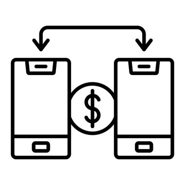 Para Aktarım Simgesi, Basit Siyah ve Beyaz Vektör İllüstrasyonu