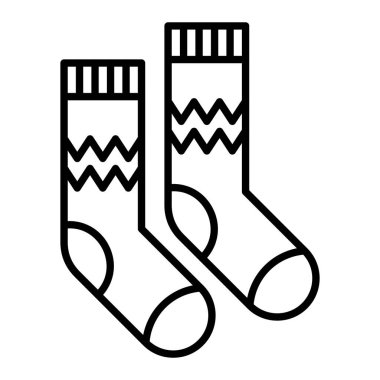 Çorap Simgesi, Basit Siyah ve Beyaz Vektör İllüstrasyonu