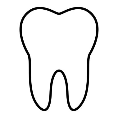 Diş Simgesi, Basit Siyah ve Beyaz Vektör İllüstrasyonu