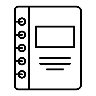 Not Defteri Simgesi, Basit Siyah ve Beyaz Vektör İllüstrasyonu