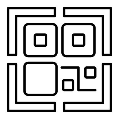 Qrcode Simgesi, Basit Siyah ve Beyaz Vektör İllüstrasyonu
