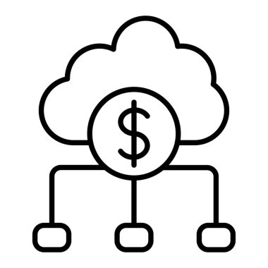 Bulut Simgesi, Basit Siyah ve Beyaz Vektör İllüstrasyonu