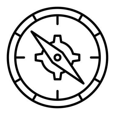 Pusula Simgesi, Basit Siyah ve Beyaz Vektör İllüstrasyonu