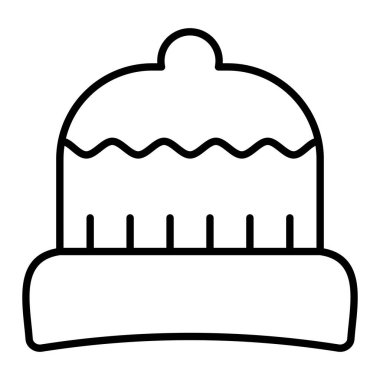 Beanie Simgesi, Basit Siyah ve Beyaz Vektör İllüstrasyonu