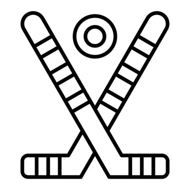 Buz Hokeyi Simgesi, Basit Siyah ve Beyaz Vektör İllüstrasyonu