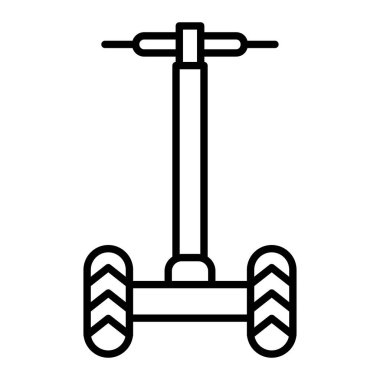 Segway Simgesi, Basit Siyah ve Beyaz Vektör İllüstrasyonu
