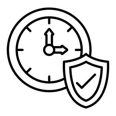 Zaman Koruma Çizgisi simgesi, Basit Siyah ve Beyaz Vektör İllüstrasyonu