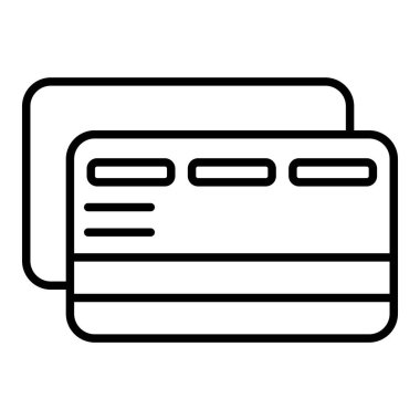 Kredi kartı Simgesi, Basit Siyah ve Beyaz Vektör İllüstrasyonu