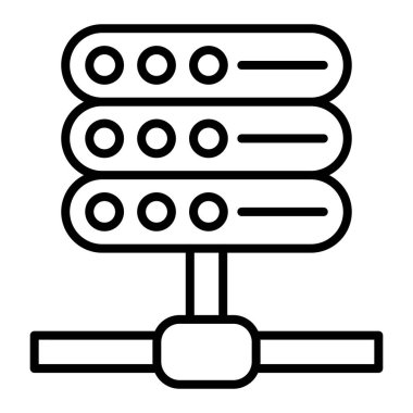 Sunucu Simgesi, Basit Siyah ve Beyaz Vektör İllüstrasyonu