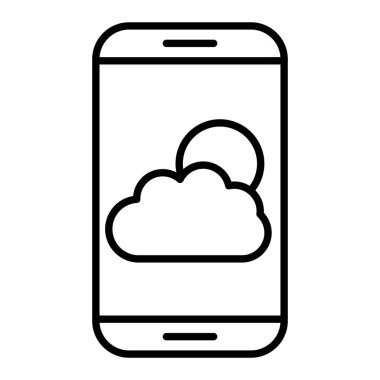 Hava Durumu Uygulaması Simgesi, Basit Siyah ve Beyaz Vektör İllüstrasyonu