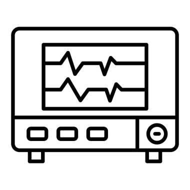 Kalp İzleme Simgesi, Basit Siyah ve Beyaz Vektör İllüstrasyonu