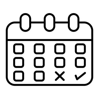 Zamanlama Simgesi, Basit Siyah ve Beyaz Vektör İllüstrasyonu