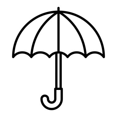 Şemsiye Simgesi, Basit Siyah ve Beyaz Vektör İllüstrasyonu