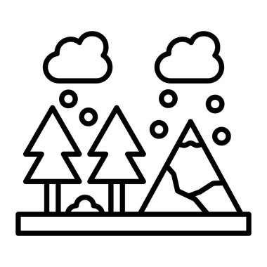 Orman Simgesi, Basit Siyah ve Beyaz Vektör İllüstrasyonu