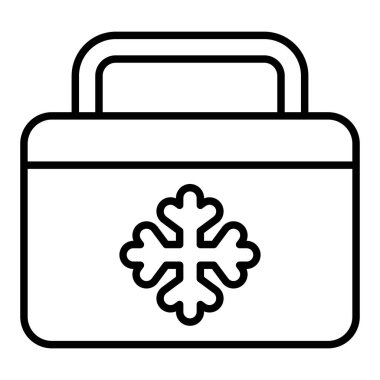 Cooler Bag çizgisi simgesi, Basit Siyah ve Beyaz Vektör İllüstrasyonu