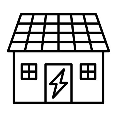 Güneş Evi Simgesi, Basit Siyah ve Beyaz Vektör İllüstrasyonu