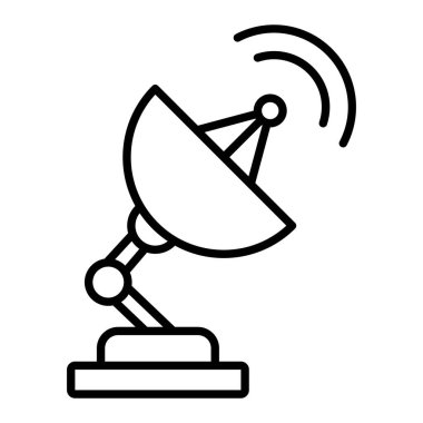 Parabolik anten Simgesi, Basit Siyah ve Beyaz Vektör İllüstrasyonu