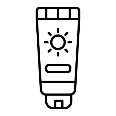 Güneş kremi Simgesi, Basit Siyah ve Beyaz Vektör İllüstrasyonu