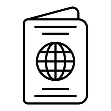 Pasaport Simgesi, Basit Siyah ve Beyaz Vektör İllüstrasyonu