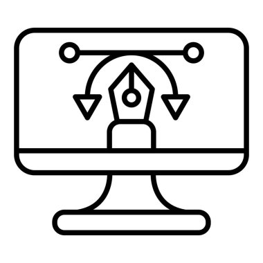 Milenyum Yaratıcı Çizgi Simgesi, Basit Siyah ve Beyaz Vektör İllüstrasyonu