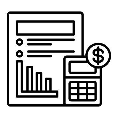 Bütçe Simgesi, Basit Siyah ve Beyaz Vektör İllüstrasyonu