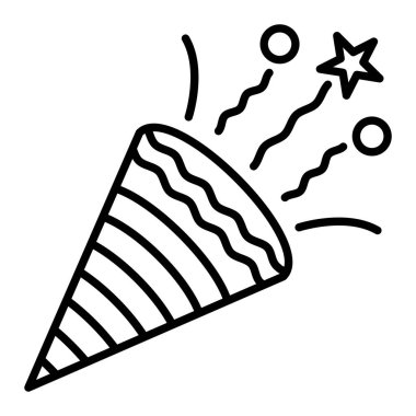 Konfeti Simgesi, Basit Siyah ve Beyaz Vektör İllüstrasyonu