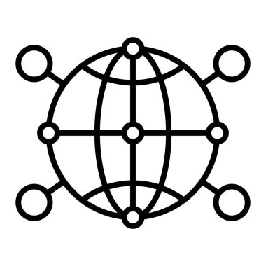 İnternet Simgesi, Basit Siyah ve Beyaz Vektör İllüstrasyonu