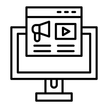 Reklam Simgesi, Basit Siyah ve Beyaz Vektör İllüstrasyonu