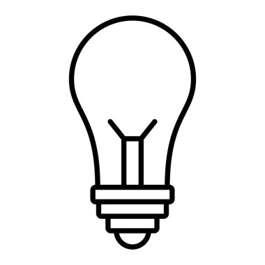 Ampul Simgesi, Basit Siyah ve Beyaz Vektör İllüstrasyonu