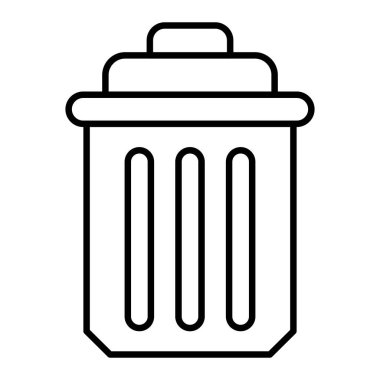 Çöp Simgesi, Basit Siyah ve Beyaz Vektör İllüstrasyonu