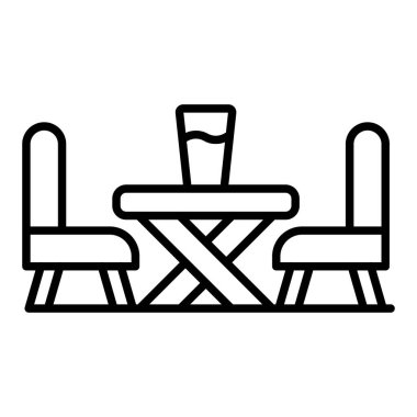 Açık hava yeme çizgisi simgesi, Basit Siyah ve Beyaz Vektör İllüstrasyonu