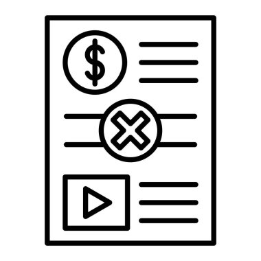 Sahte Haber Simgesi, Basit Siyah ve Beyaz Vektör İllüstrasyonu