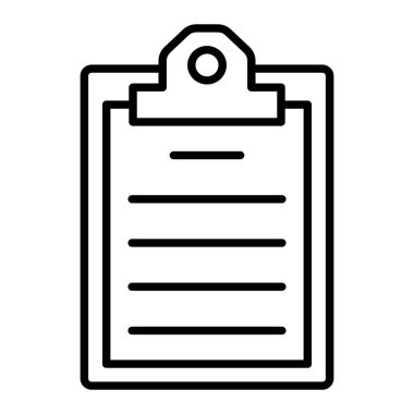 Klipboard Simgesi, Basit Siyah ve Beyaz Vektör İllüstrasyonu