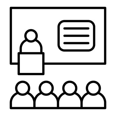 Seminer Simgesi, Basit Siyah ve Beyaz Vektör İllüstrasyonu