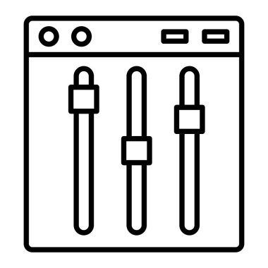 Ses Denetimi Simgesi, Basit Siyah ve Beyaz Vektör İllüstrasyonu