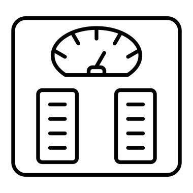 Ağırlık Makinesi Simgesi, Basit Siyah ve Beyaz Vektör İllüstrasyonu