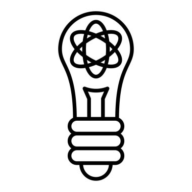 Ampul Simgesi, Basit Siyah ve Beyaz Vektör İllüstrasyonu