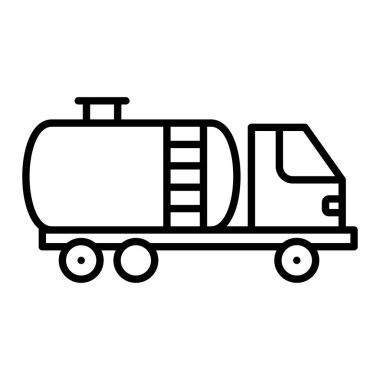 Petrol Tankeri Simgesi, Basit Siyah ve Beyaz Vektör İllüstrasyonu