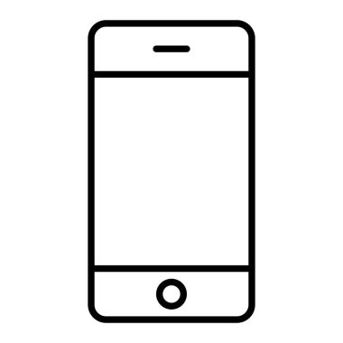 Akıllı Telefon Simgesi, Basit Siyah ve Beyaz Vektör İllüstrasyonu