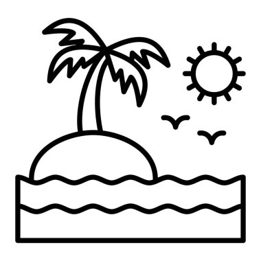 Ada Simgesi, Basit Siyah ve Beyaz Vektör İllüstrasyonu