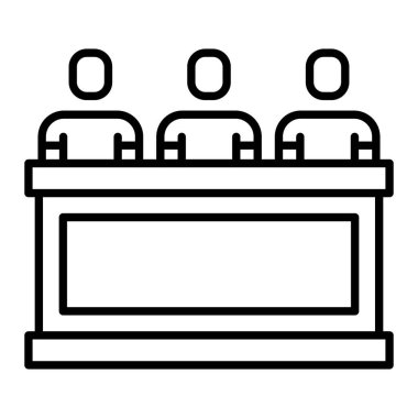 Mahkeme çizgisi simgesi, Basit Siyah ve Beyaz Vektör İllüstrasyonu