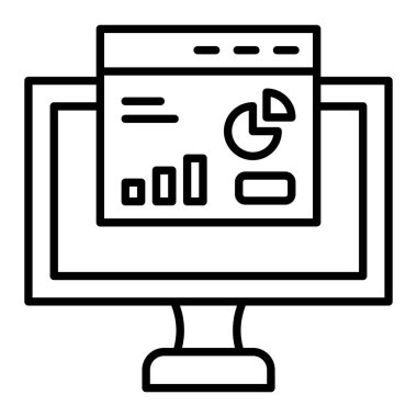 Analiz Simgesi, Basit Siyah ve Beyaz Vektör İllüstrasyonu