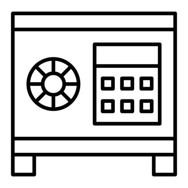 Güvenli Kutu Simgesi, Basit Siyah ve Beyaz Vektör İllüstrasyonu