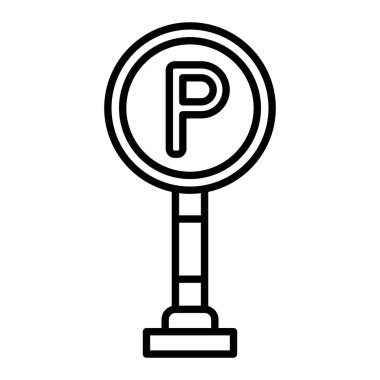 Park Simgesi, Basit Siyah ve Beyaz Vektör İllüstrasyonu